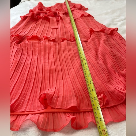 NWOT Lulus Vision of Spring Coral Plisse One-Shoulder Tiered Midi Dress - Picture 8 of 8